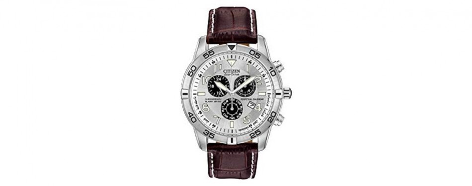 Citizen Perpetual Calendar Chrono Crocodile Print Leather Strap Watch
