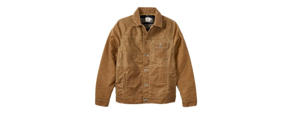 flint and tinder wool-lined waxed trucker jacket