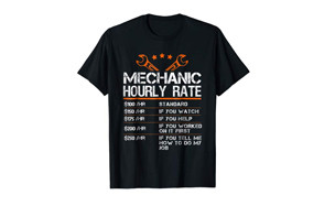 funny mechanic hourly rate gift shirt labor rates t-shirt