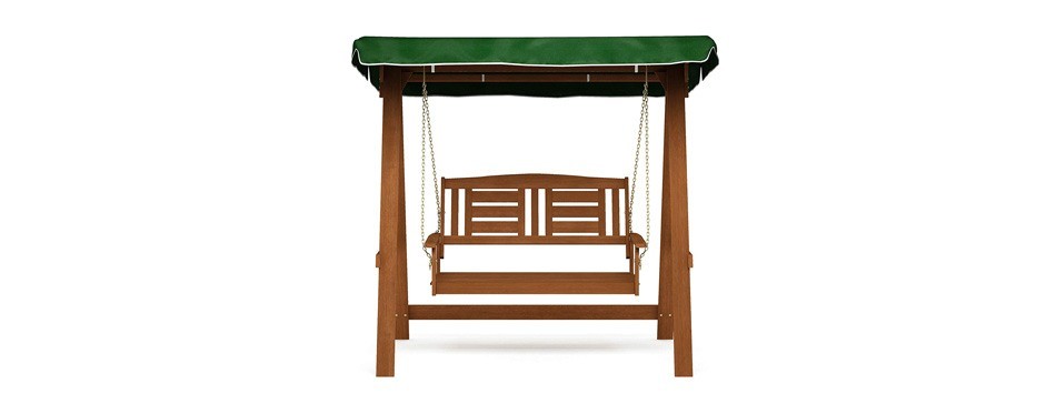 furinno tioman hardwood 2-person patio swing with canopy