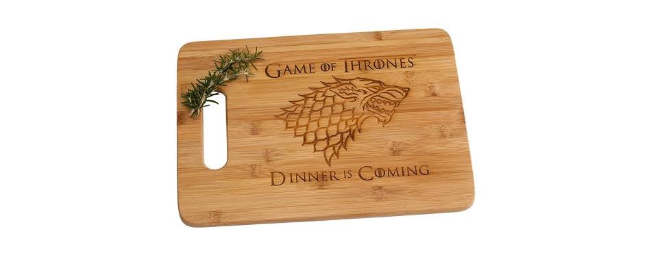 game of thrones dinner is coming laser engraved bamboo wood cutting board