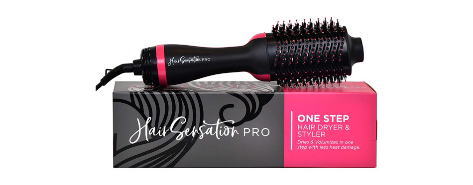 hair sensation pro hot air brush with ion generator and ceramic coating for fast drying
