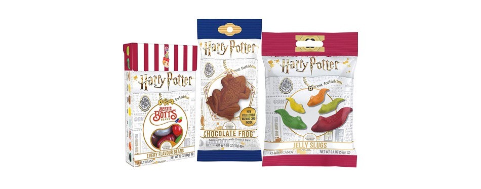harry potter jelly gummy candy slugs, bertie botts every flavour jelly beans & chocolate crispy frog
