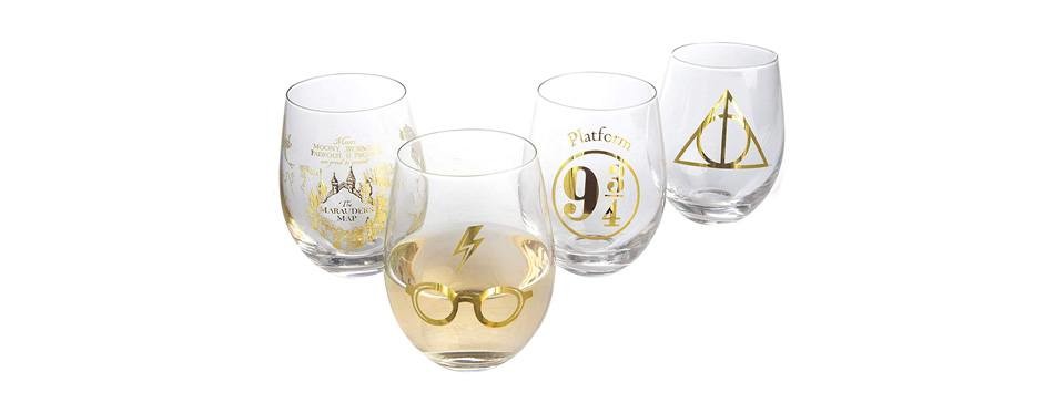 harry potter stemless wine glasses