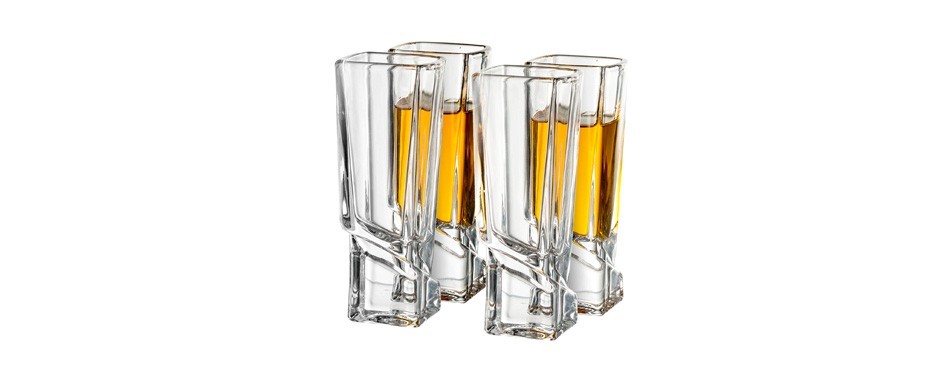 joyjolt carre shot glasses square heavy base shot glass