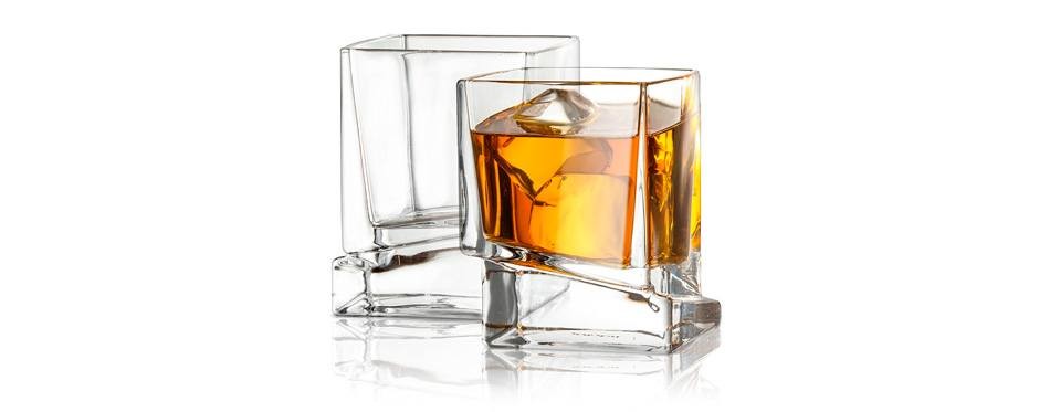 joyjolt carre square whiskey glasses