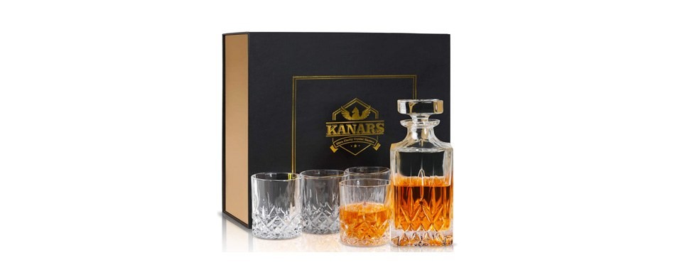 kanars whiskey decanter and glass set