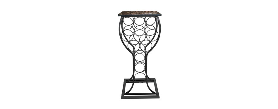 kings brand furniture metal with marble finish top wine storage organizer display rack table