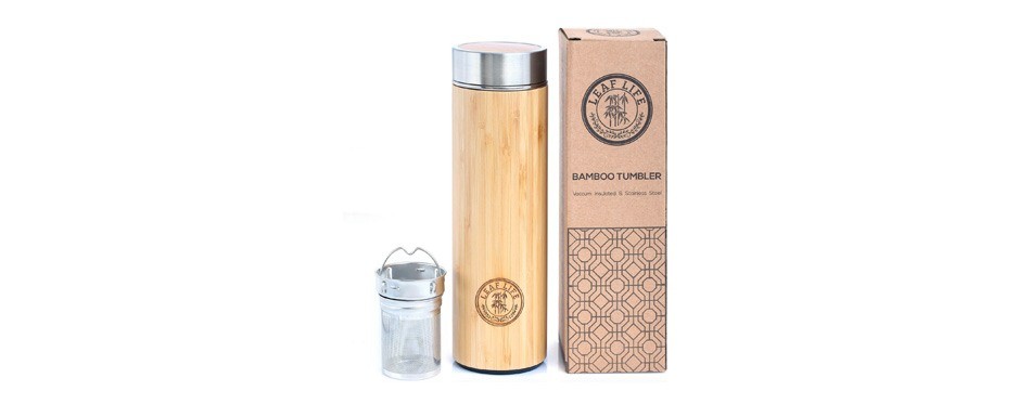 leaflife original bamboo tumbler with tea infuser & strainer