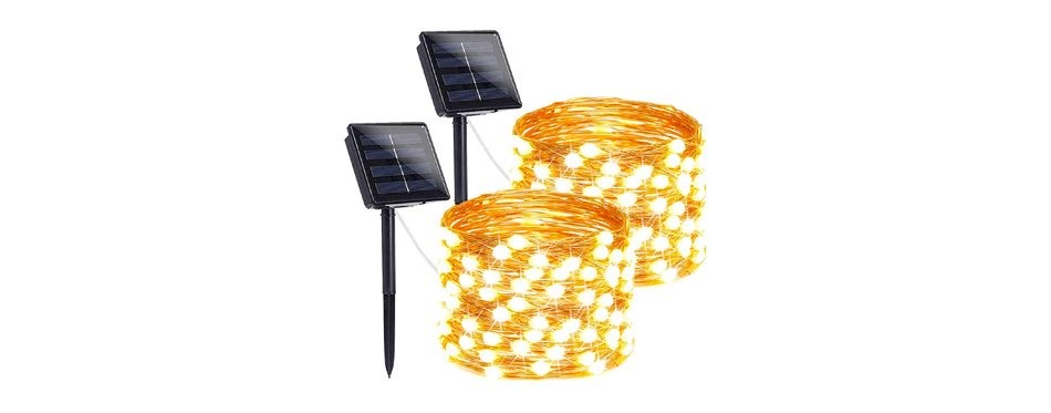 lorryte 2-pack outdoor solar christmas lights