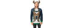 men's hooded reindeer christmas jumper