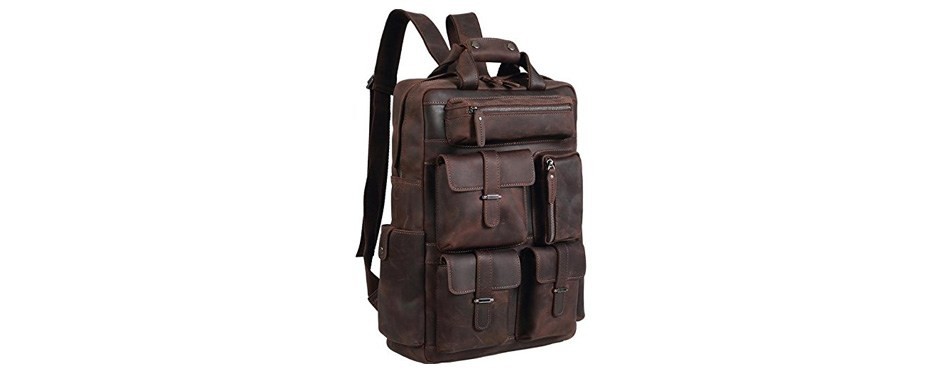 polare men’s handcrafted real leather vintage laptop backpack