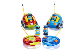 prextex pack of 2 cartoon rc police car and race car