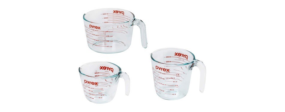 pyrex glass measuring cup set (set of 3)