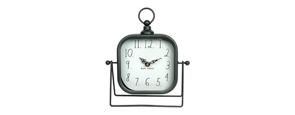 rae dunn metal and rustic quartz desk clock