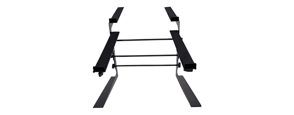 rockville adjustable dual shelf dj laptop stand