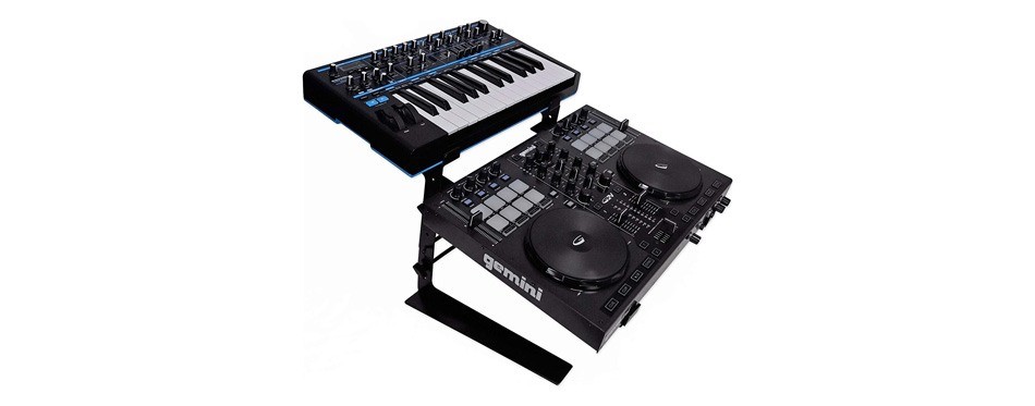 rockville adjustable dual shelf dj laptop stand