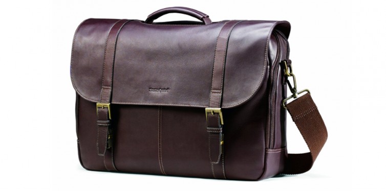 Samsonite Colombian Leather Flap-Over Laptop Messenger Bag