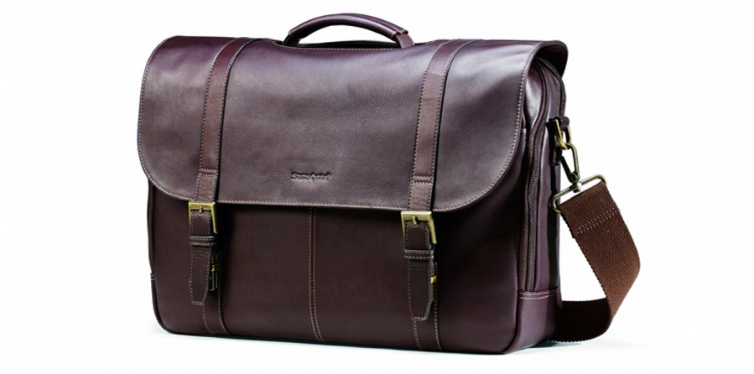 Samsonite Colombian Leather Flap-Over Laptop Messenger Bag