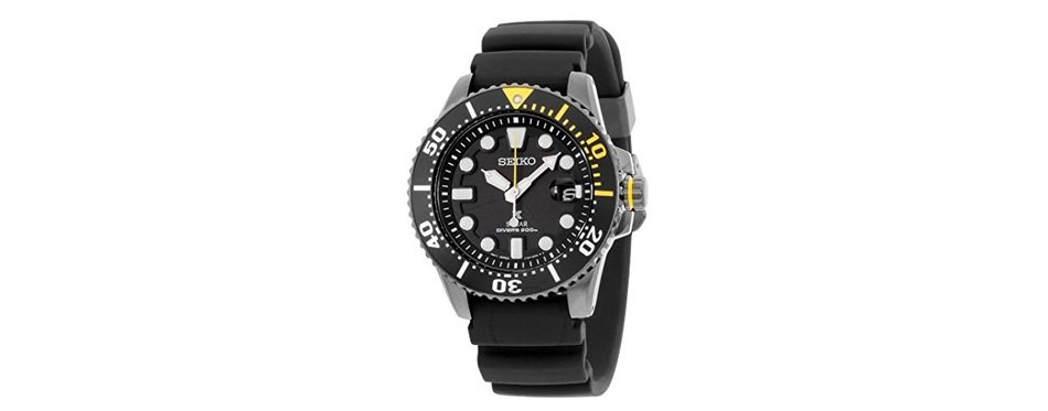 seiko prospex divers solar mens black silicone watch sne441