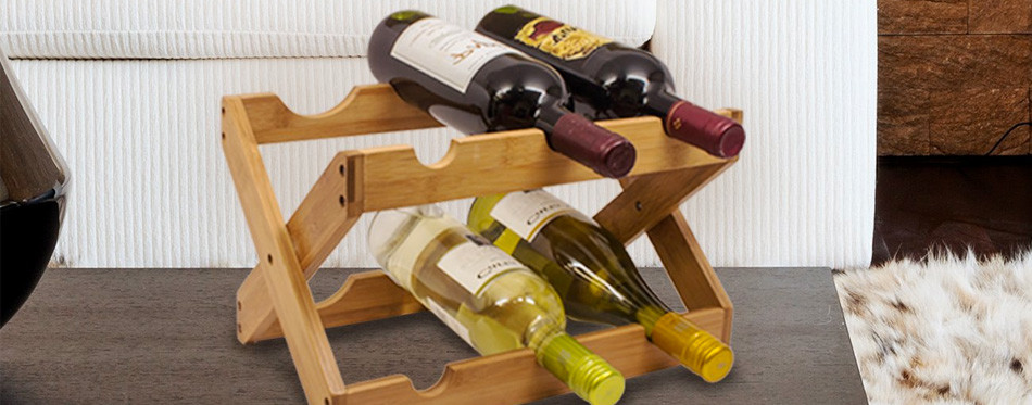 sorbus bamboo foldable countertop wine rack