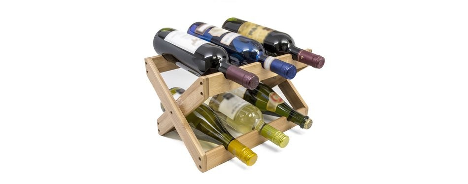 sorbus bamboo foldable countertop wine rack