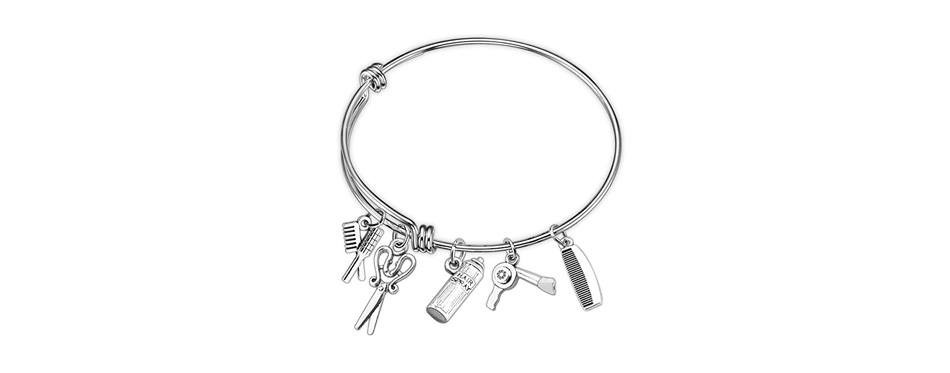 stainless-steel unisex bracelet with barber charms
