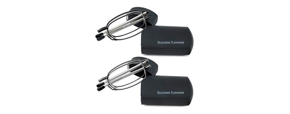 success eyewear 2 pairs of black and gunmetal folding reading glasses