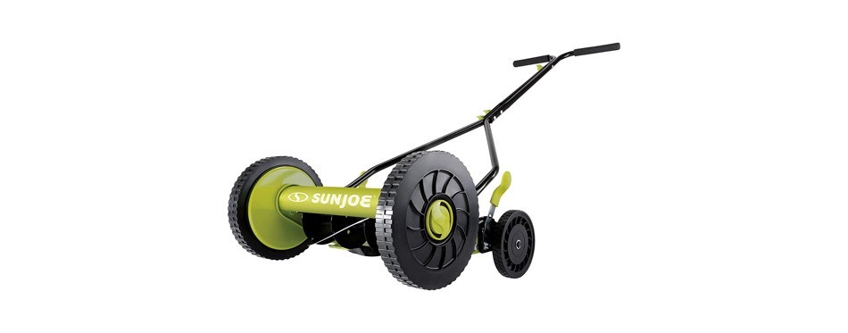 sun joe 14-inch quad wheel manual reel mower