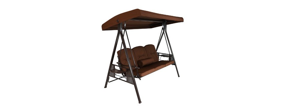 sunnydaze 3-person patio swing bench with canopy