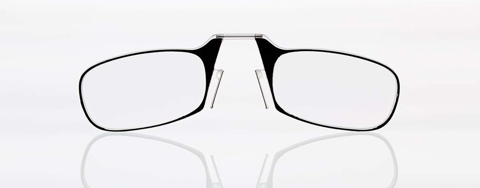 thinoptics reading glasses with black universal pod case
