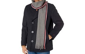 tommy hilfiger men's wool melton classic double breasted peacoat