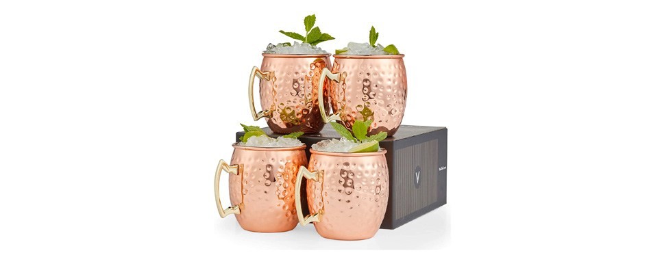 vonshef hammered effect barrel style moscow mule mugs