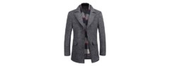 wulful men’s wool trench coat winter slim fit pea coat