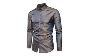 yimanie men’s regular long sleeve satin shirt