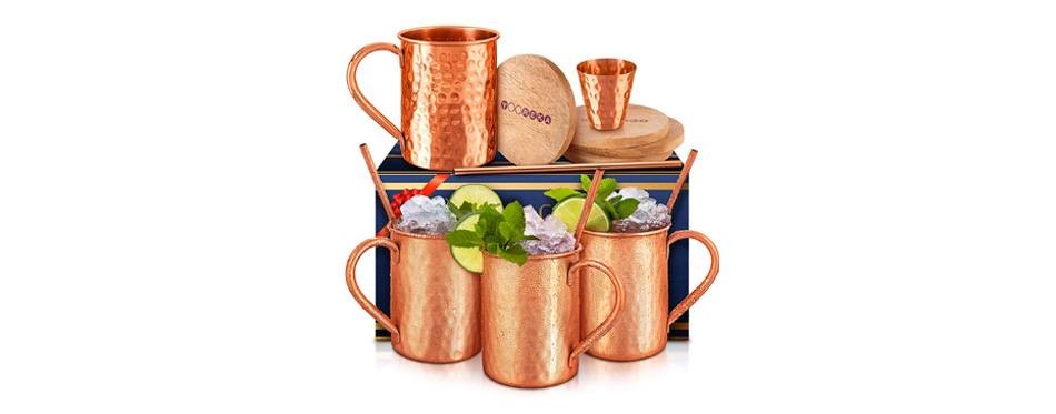 yooreka moscow mule copper mugs set